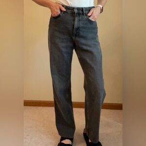 COS High Rise Loose Straight Jeans, Black Denim, Women’s size 27